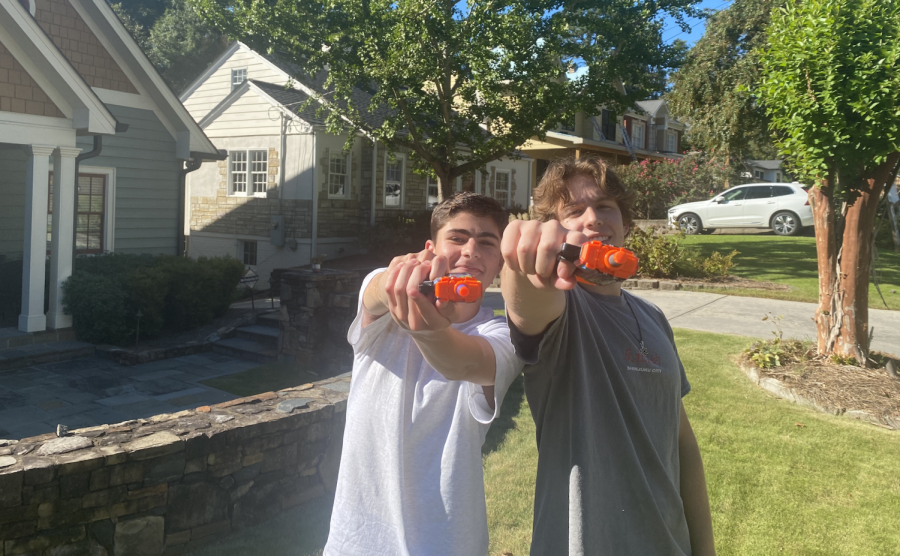 Straight Shooters: Seniors Micah Povlot and Jacob Lloyd are eager to take home the top spot in this years tournament. 