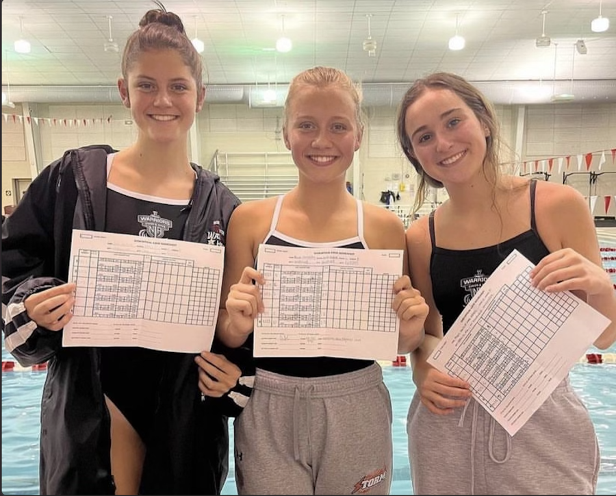 Save the Date: Juniors Hope Hallett (left), Anna Samuelson (middle), and Olivia Granot (right) have all booked their tickets to state. 