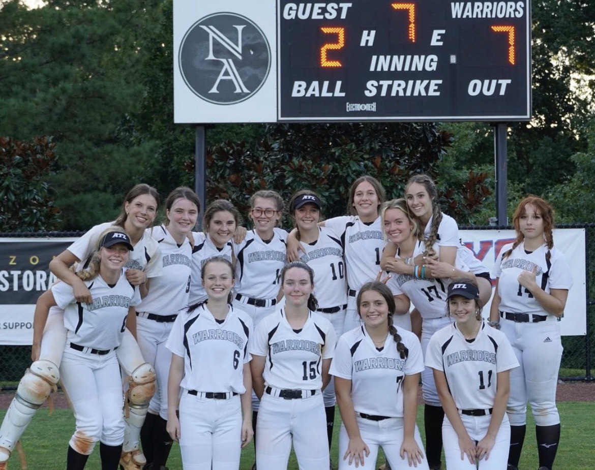 The 2022 Warriors Softball Team celebrate their third region championship in a row