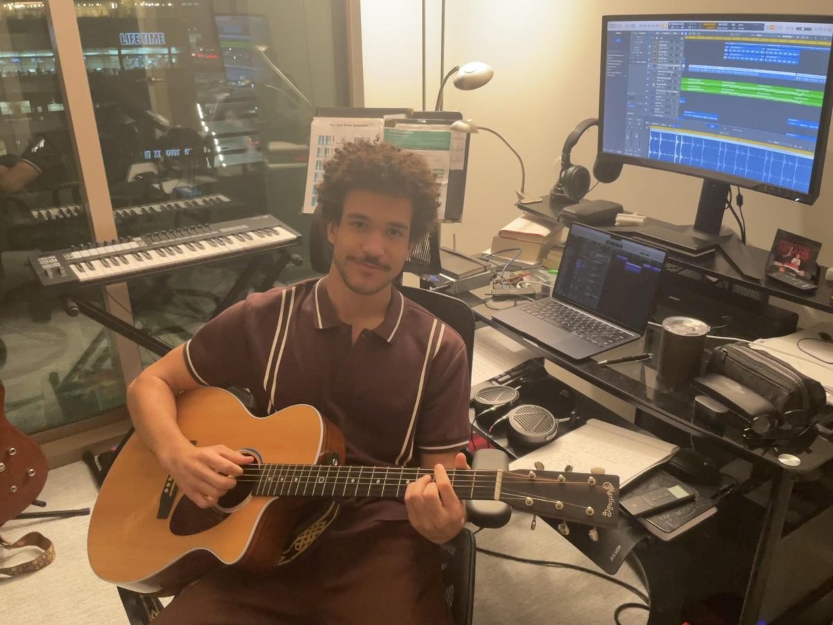 Musically Inclined: Senior Johnny Benson shows off his studio setup.