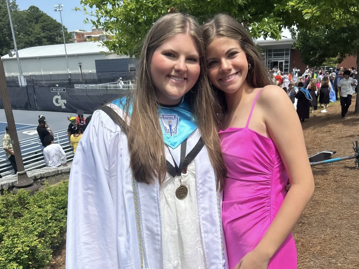 Uncharted Waters: Freshman Lily Pileggi (right) takes on high school solo-style after her older sister Isabel (left) moved on to college.