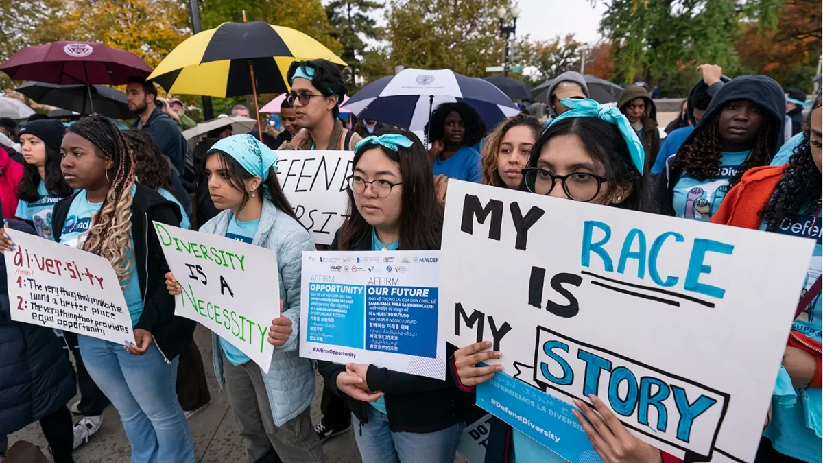 Rallying Around Affirmative Action: Students and other activists rally as the Supreme Court reverses their decision on allowing Affirmative Action at colleges and universities across the United States. 