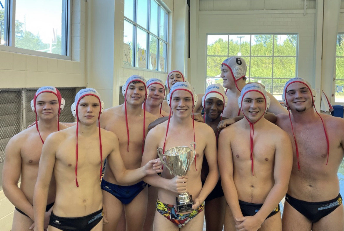 Water polo Warriors: NAHS Students Trey Vuicich and Thomas Maiellaro pose with the third place trophy