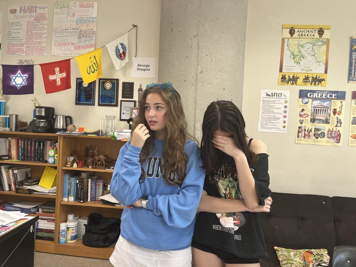 Concerned Students: Sophomores Julia Promoff and Eliana Leznik are two of many Jewish teenagers facing worries as antisemitism rises.
