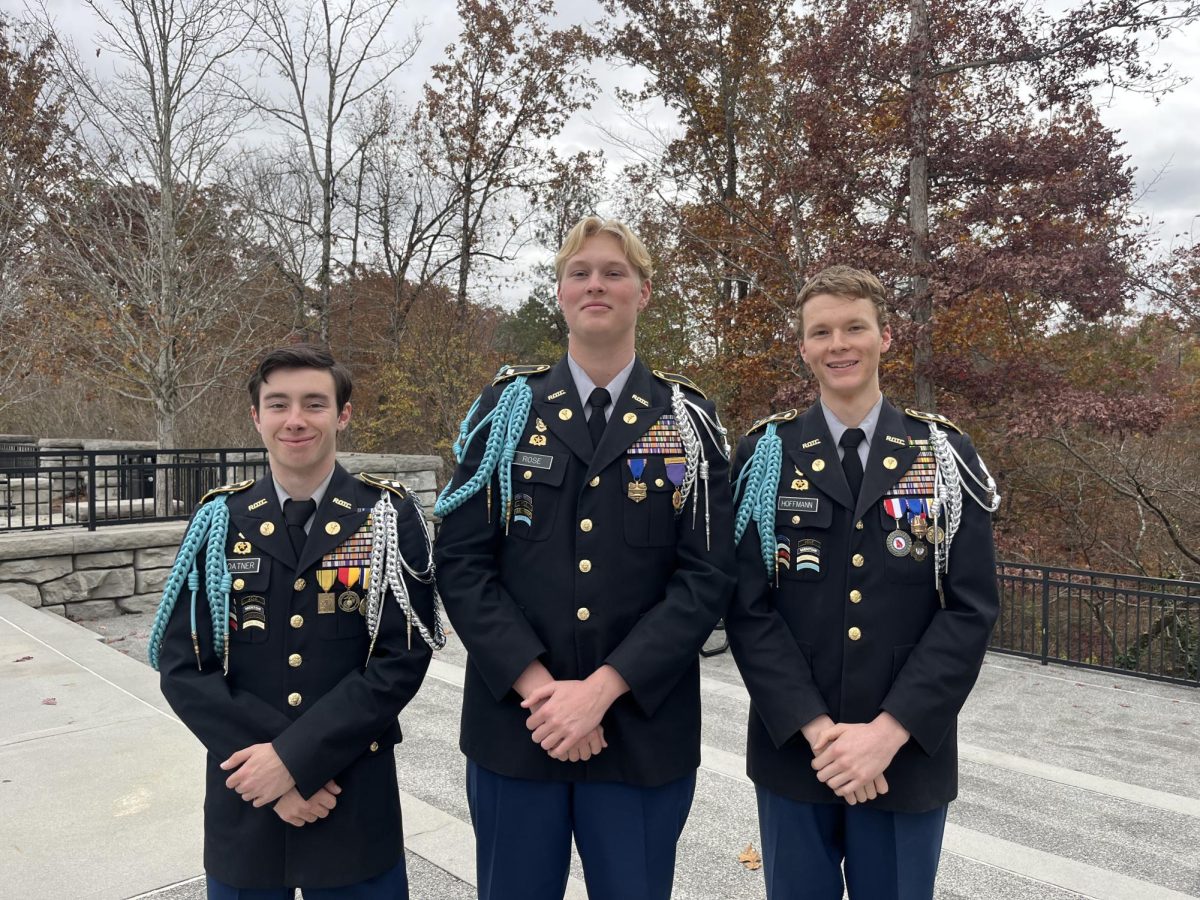 Cadets Denton Boatner, Carter Rose, and Ryan Hoffman (left to right) Look Forward to Their Future Enlistments