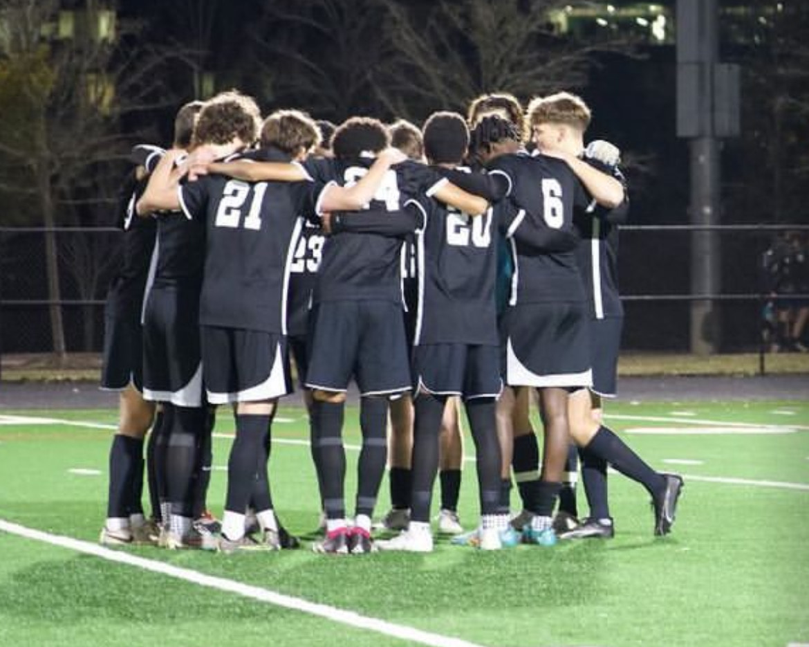 North Atlanta’s Men’s Soccer team huddles up during a long game vs Jackson on February 6th.