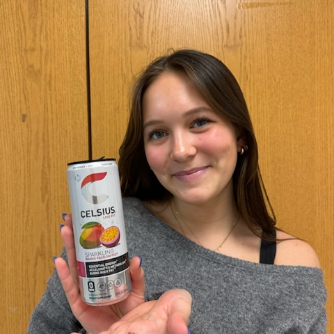 London Sario, a lover of Celsius, shows off her favorite flavor