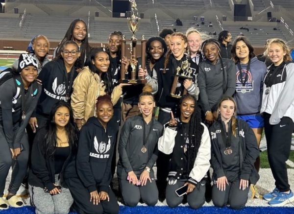 North Atlanta Girl’s Track Team lifts the trophy as APS Champions.