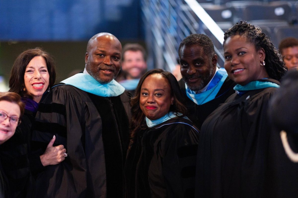 APS Board Member Cynthia Briscoe Brown, Board Vice Chair Jennifer McDonald, APS Superintendent Bryan Johnson, Principal Angela Mitchell, Cluster Superintendent Curtis Douglass, Board Chair Erika Mitchell 