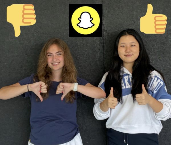 Julia Promoff (12) and Juana Han (11) have their own opinions about whether snapchat is good or bad.