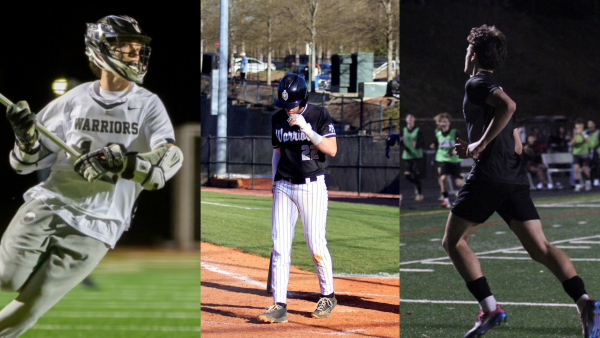 Lacrosse Captain Ben Fancher, Baseball leader Ryan Edwards, and Soccer Captain Sully Clausen all in their element.