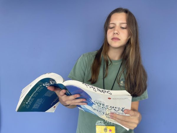 Sophomore Mary Meihofer studying for her rigorous class schedule.