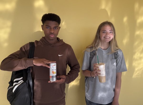 Sophomores Addie Bellem and Carter Purnell starting their day off caffeinated. 