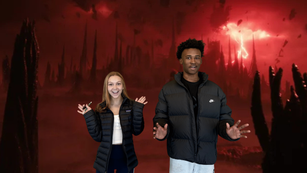 Sophomores Ellery Brannen and Thomas Addaquay test their luck in the Upside Down.