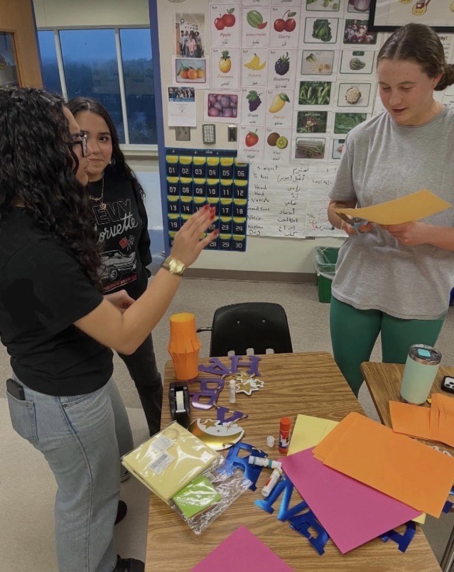 Seniors in the Arabic Culture Club making lanterns and banners to spread light and hope during this time of spiritual growth.